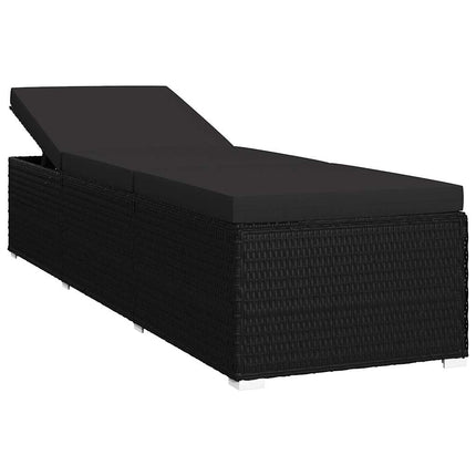 Havens solsenge med pude 3 pcs Sort Poly rattan