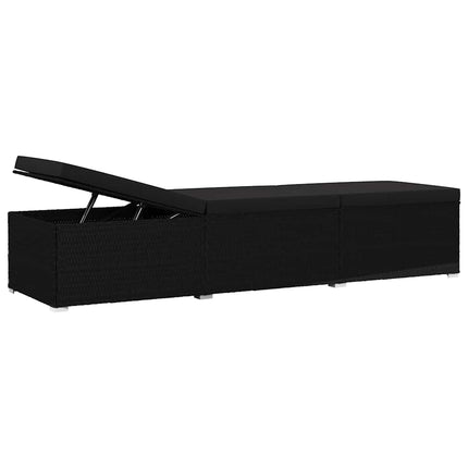 Havens solsenge med pude 3 pcs Sort Poly rattan