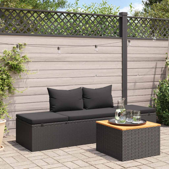 solseng med hynder polyrattan sort