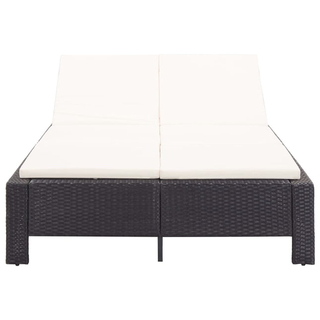 2-personers solseng med hynde polyrattan sort