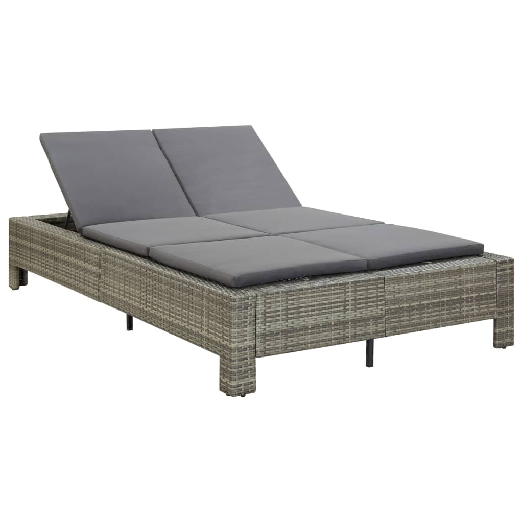 2-personers solseng med hynde polyrattan gr