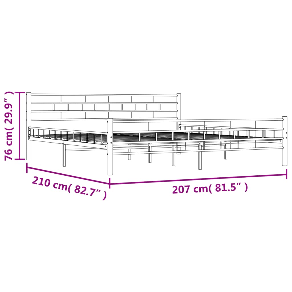sengestel 200 x 200 cm stål sort