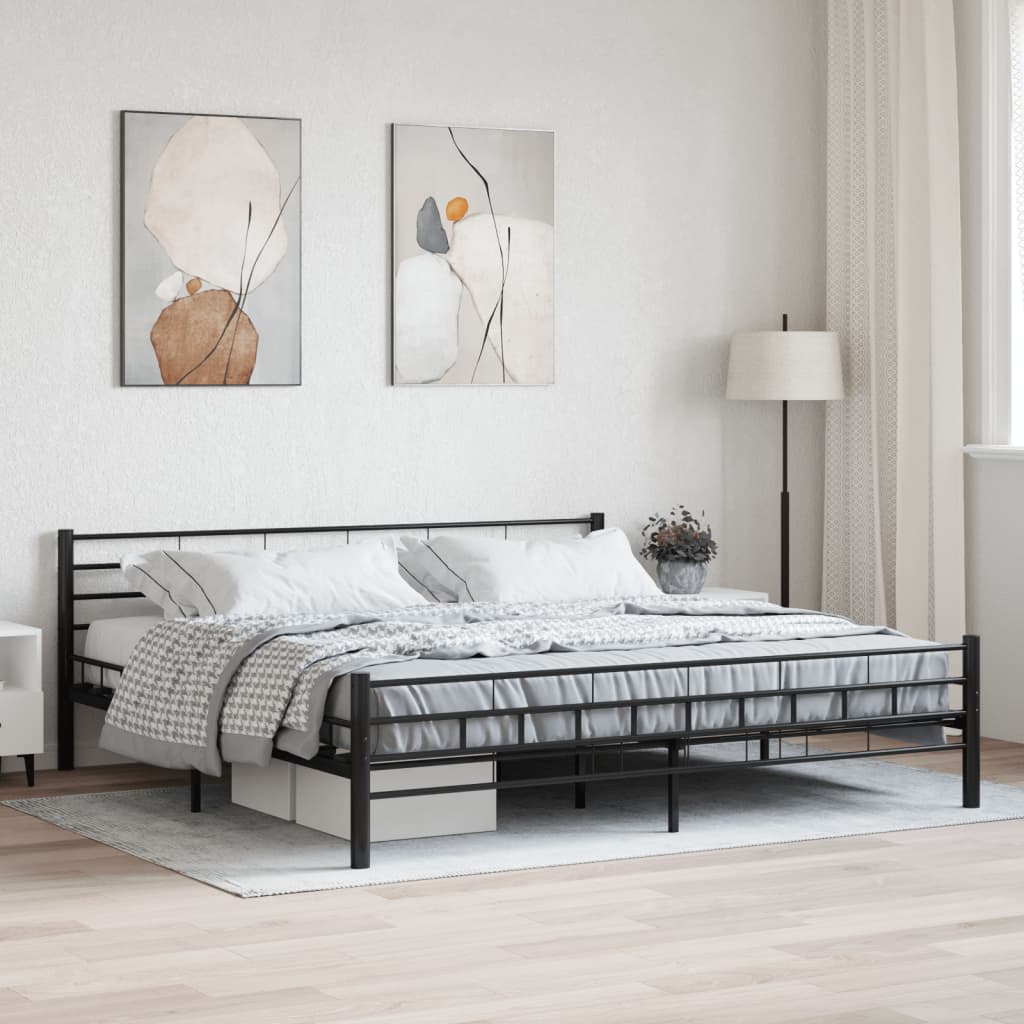 sengestel 200 x 200 cm stål sort