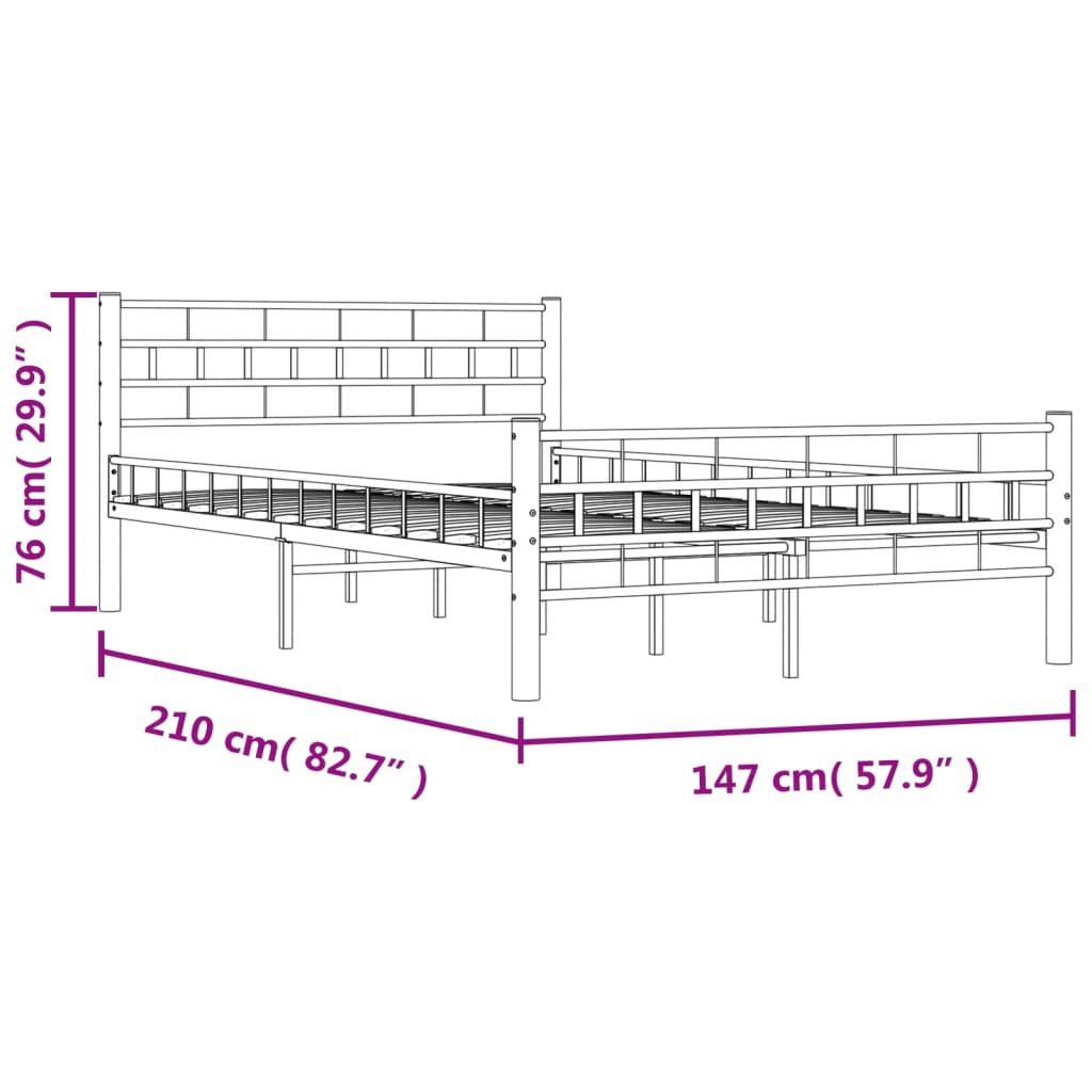 sengestel 140 x 200 cm metal hvid