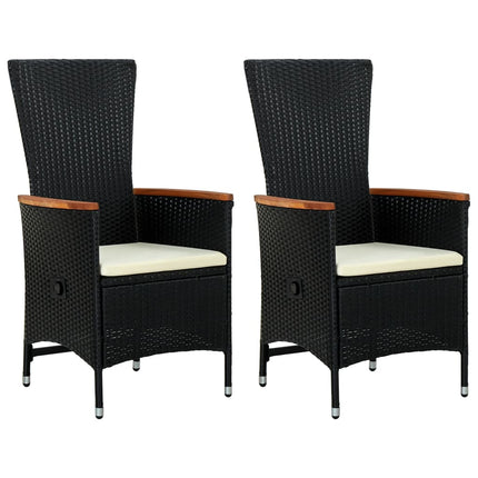 havestole 2 stk. med hynder polyrattan sort