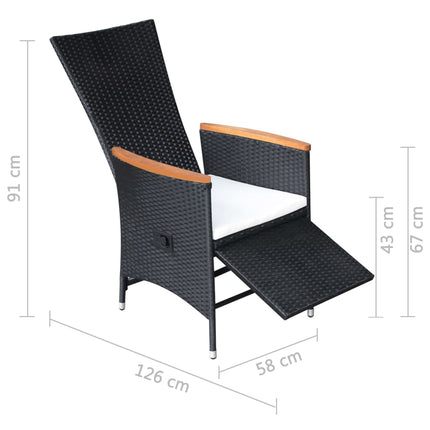 havelænestole 2 stk. med hynder polyrattan sort
