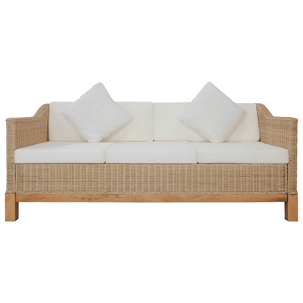 sofasæt 2 dele med hynder naturlig rattan