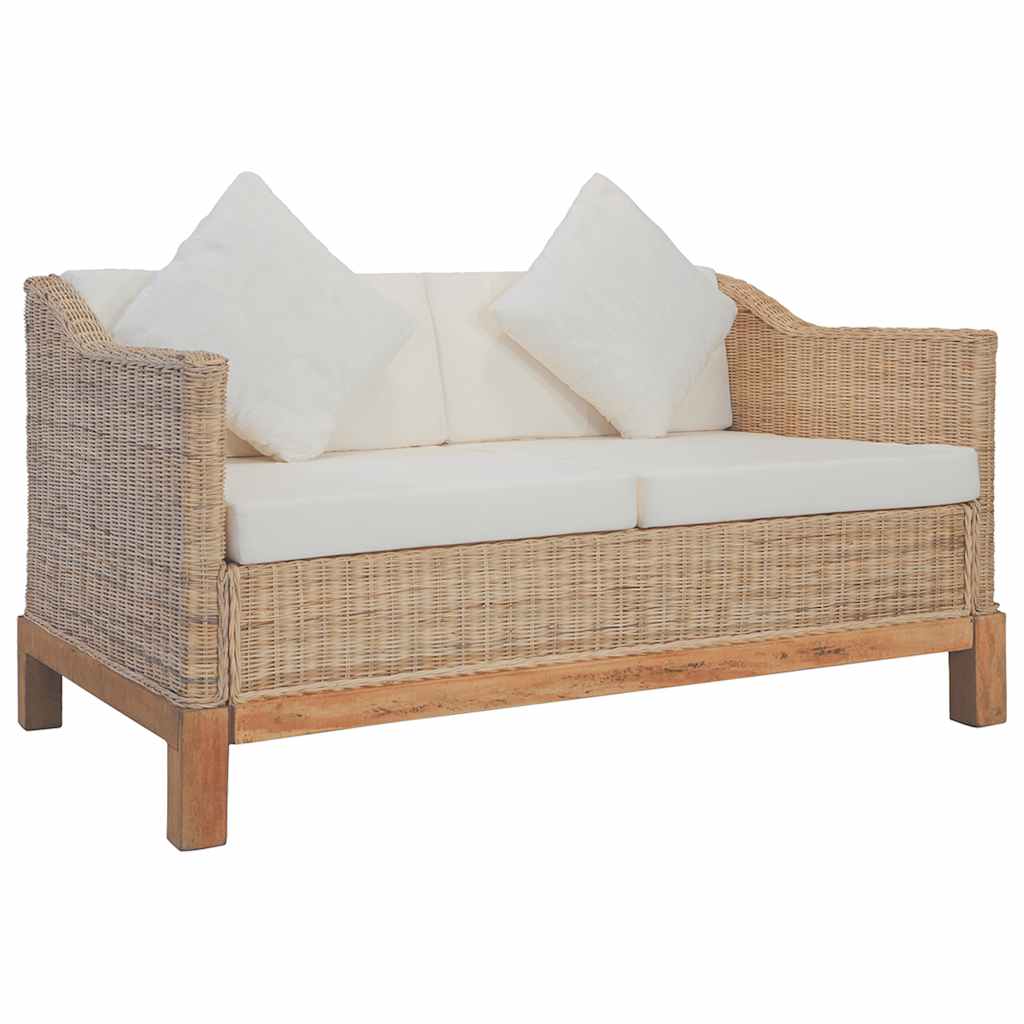 sofasæt 3 dele med hynder naturlig rattan