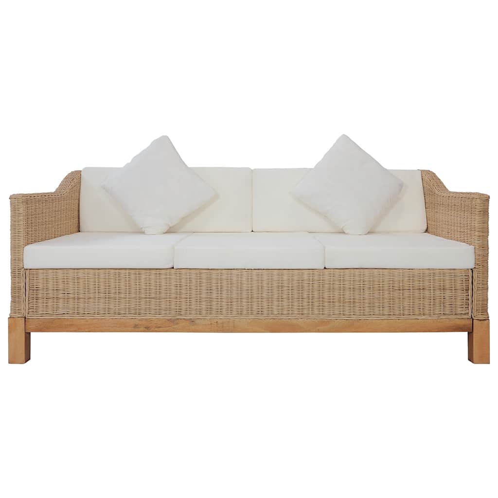 sofasæt 2 dele med hynder naturlig rattan