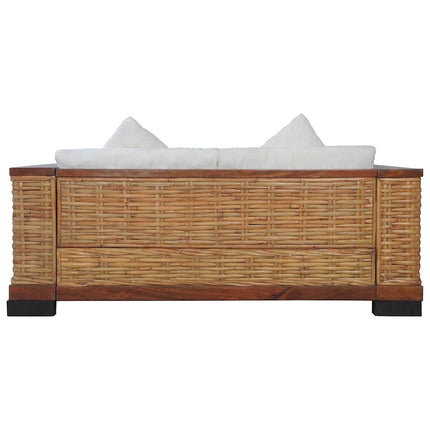 sofasæt 2 dele med hynder naturlig rattan brun
