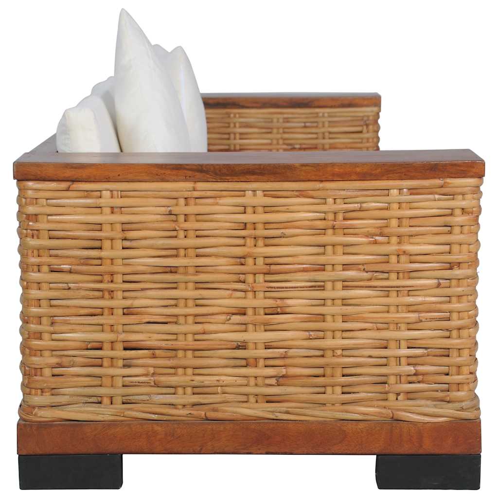 sofasæt 3 dele med hynder naturlig rattan brun
