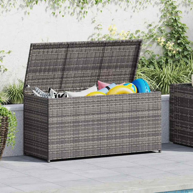 opbevaringskasse til haven 120x50x60 cm polyrattan grå
