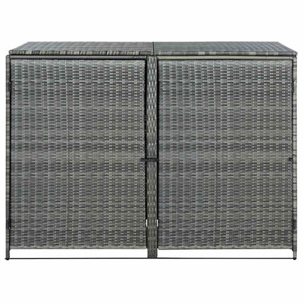 dobbelt skraldespandsskjuler 148x77x111 cm polyrattan grå
