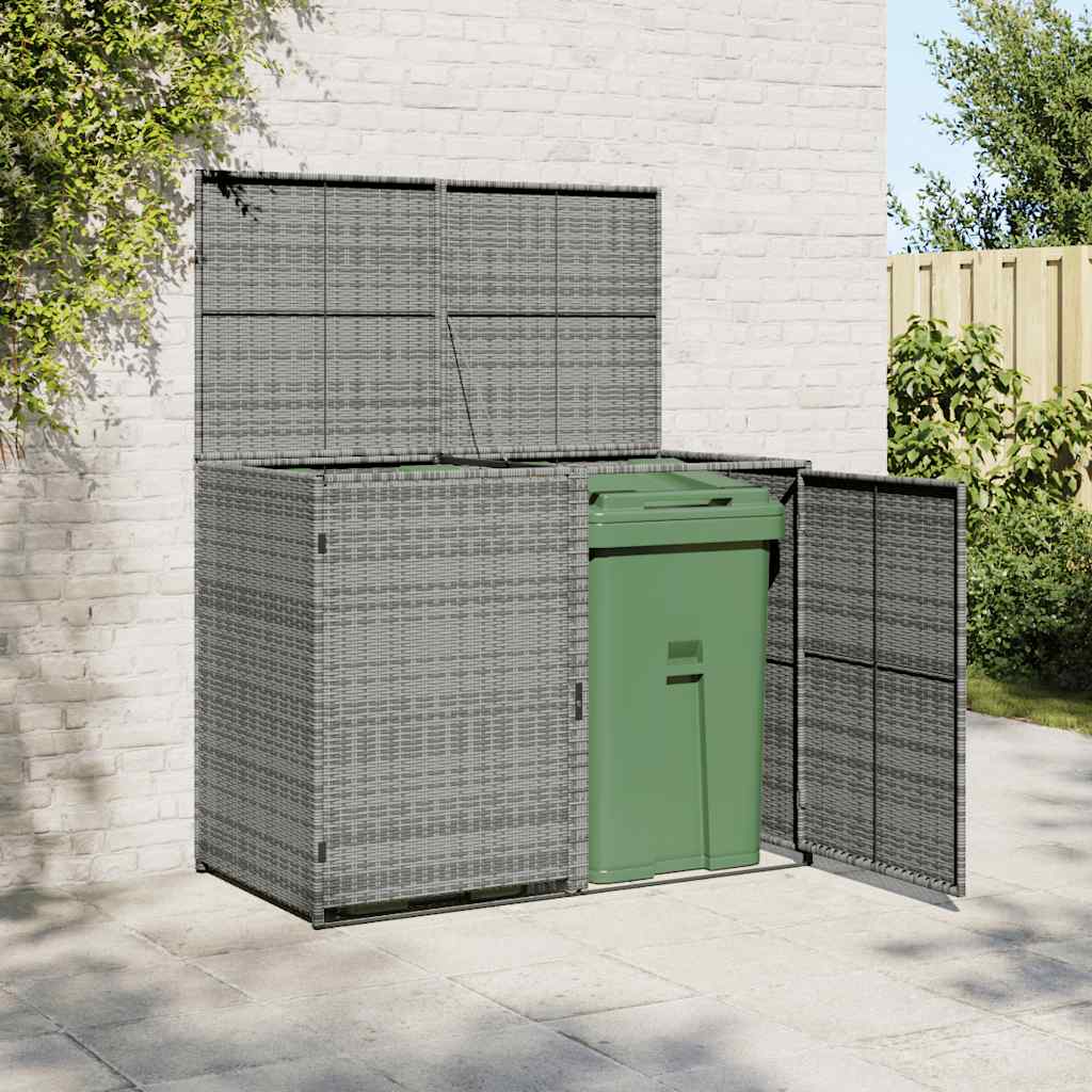 Dobbelt Skraldespandsskjuler Polyrattan 148 X 80 X 111 Cm - Antracitgrå