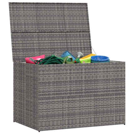 opbevaringskasse til haven 150x100x100 cm polyrattan grå