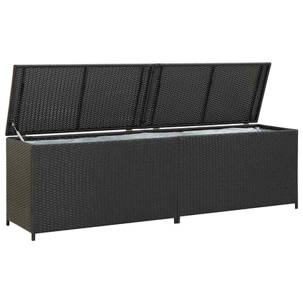 opbevaringskasse til haven 200x50x60 polyrattan sort