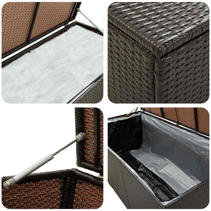 opbevaringskasse til haven 200x50x60 polyrattan brun