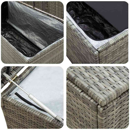 opbevaringskasse til haven 200x50x60 polyrattan grå
