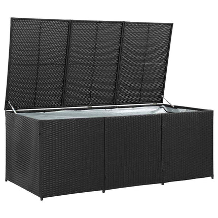 opbevaringskasse til haven 180x90x70 cm polyrattan sort