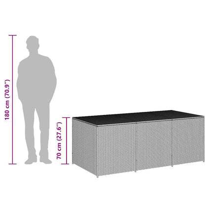opbevaringskasse til haven 180x90x70 cm polyrattan sort