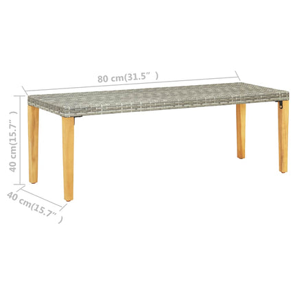 havebænk 80 cm polyrattan grå