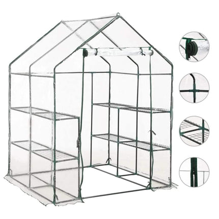 drivhus med 8 hylder 143 x 143 x 195 cm