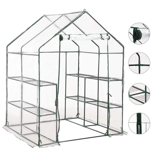 drivhus med 8 hylder 143 x 143 x 195 cm