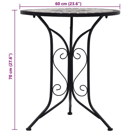 bistrobord med mosaikdesign 60 cm keramisk grå