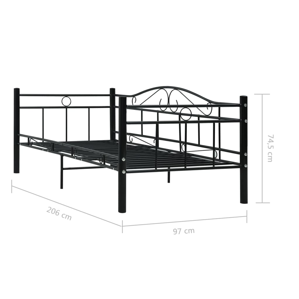 stel til daybed 90x200 cm metal sort