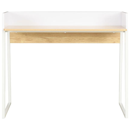 skrivebord 90x60x88 cm hvid og egetræsfarvet