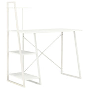 skrivebord med reol 102x50x117 cm hvid