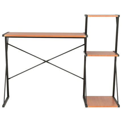 skrivebord med hylde 116x50x93 cm sort og brun