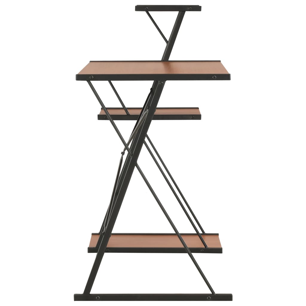 skrivebord med hylde 116x50x93 cm sort og brun