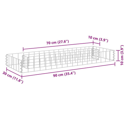 gabion-højbed 90x30x10 cm galvaniseret stål