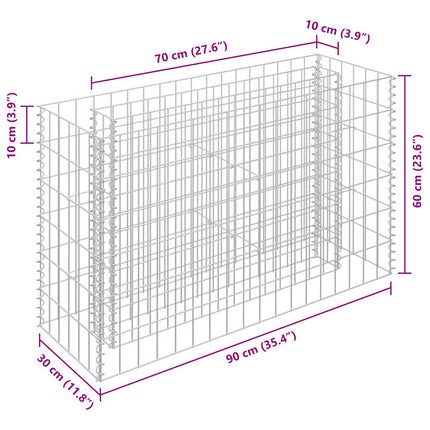 gabion-højbed 90x30x60 cm galvaniseret stål