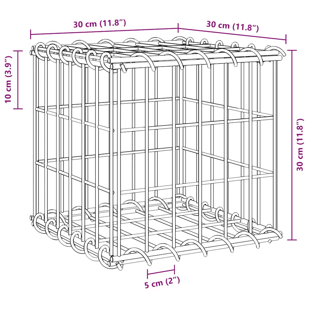 gabion-højbed 30x30x30 cm kubeformet stål