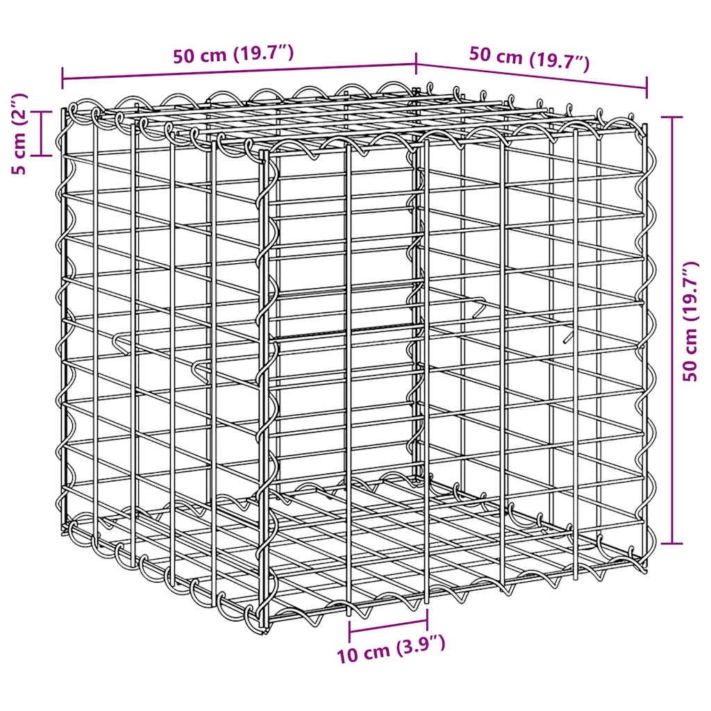 gabion-højbed 50x50x50 cm kubeformet stål