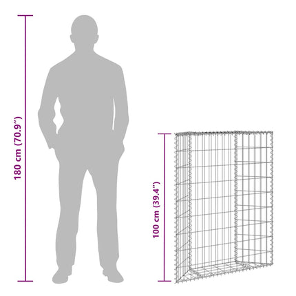 gabion-højbed 80x20x100 cm trapezformet galvaniseret stål