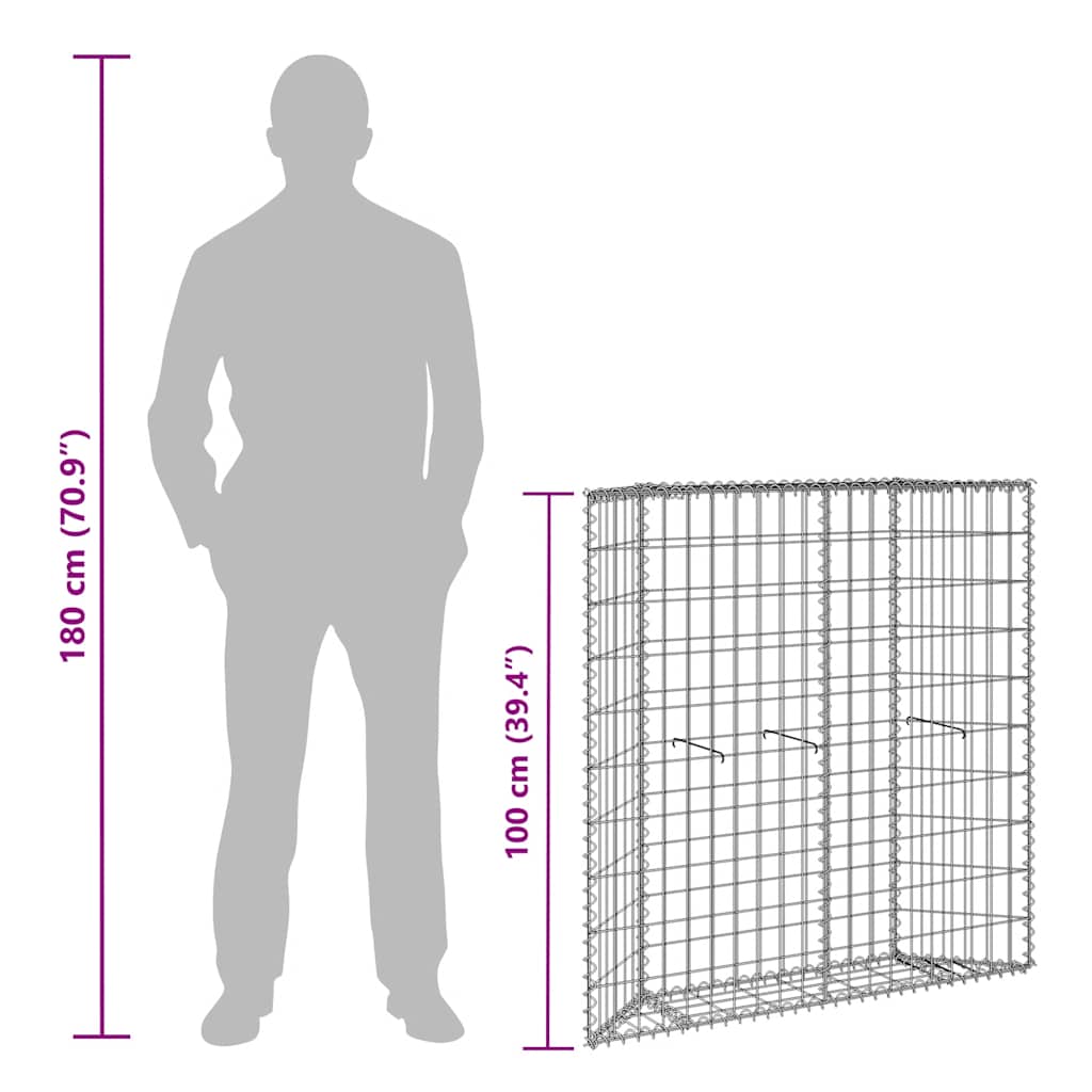 gabion-højbed 100x20x100 cm trapezformet galvaniseret stål