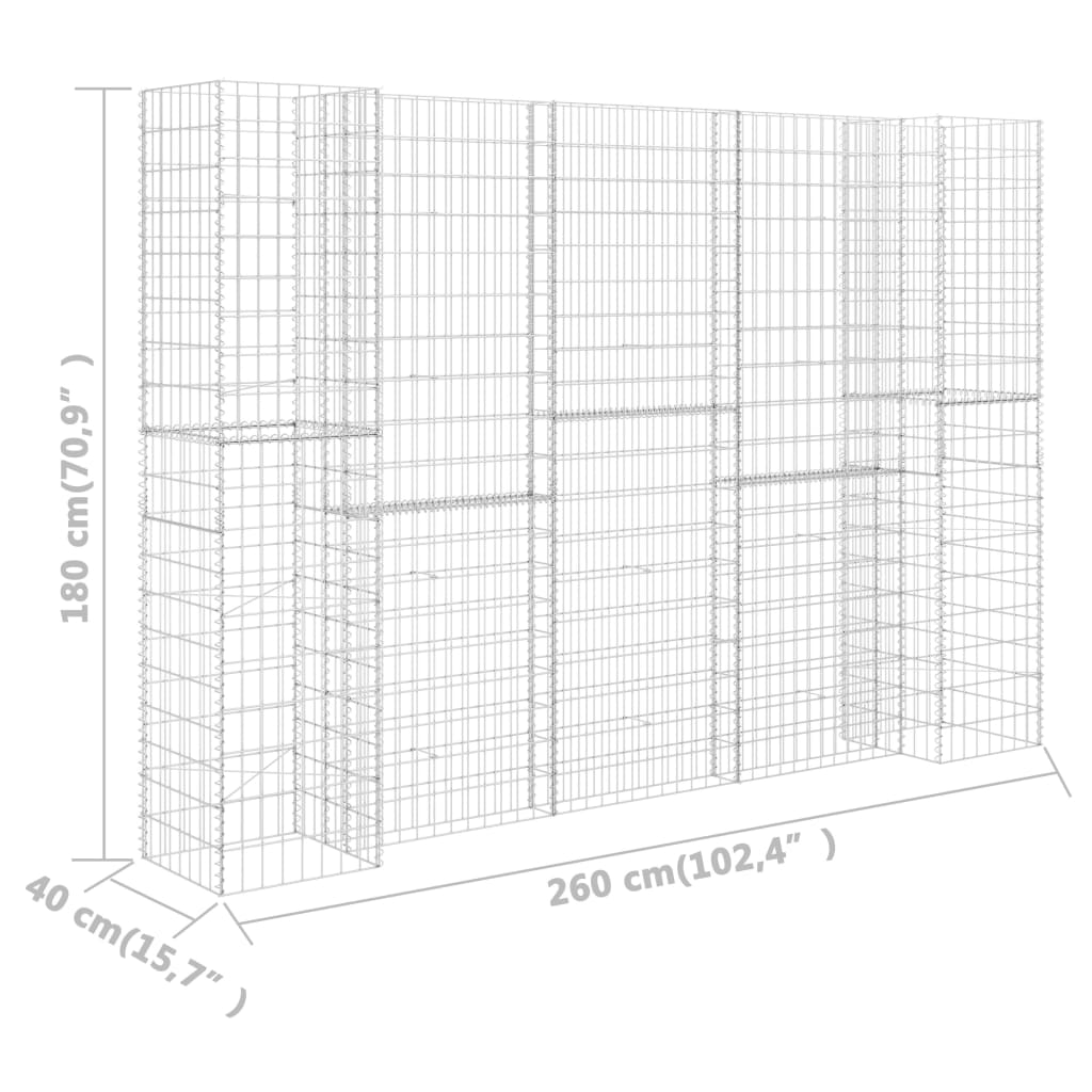 H-formet gabion-plantekasse 260x40x180 cm stål