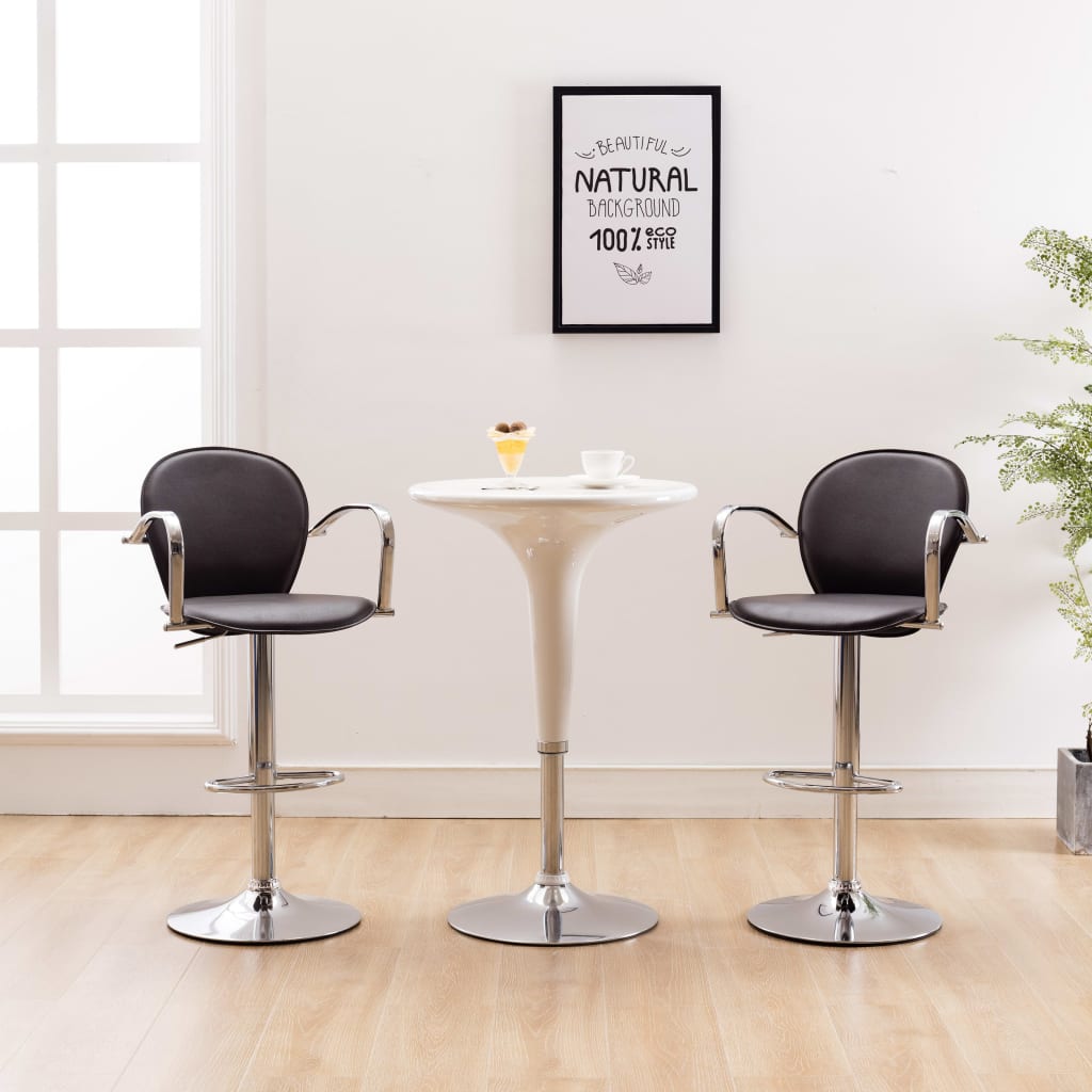 barstole med armlæn 2 stk. kunstlæder brun