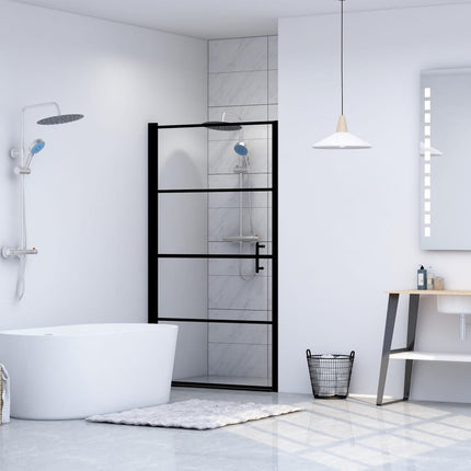 brusedør 81 x 195 cm hærdet glas sort