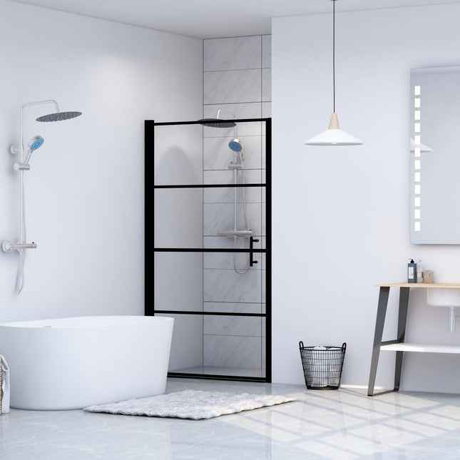 brusedør 81 x 195 cm hærdet glas sort