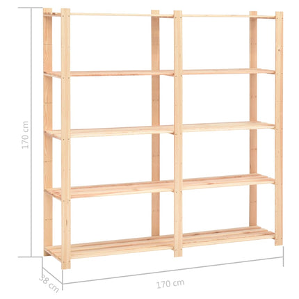 reol i 5 niveauer 170 x 38 x 170 cm massivt fyrretræ 500 kg