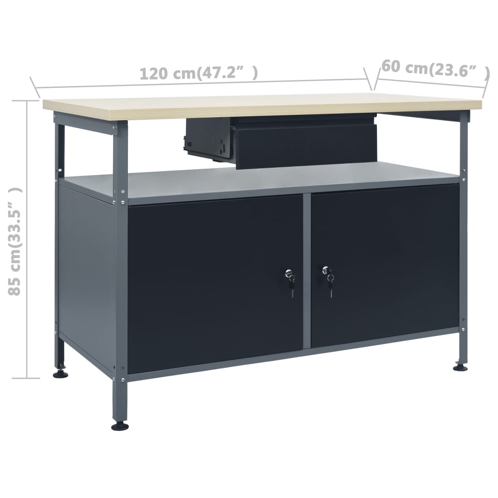 arbejdsbord 120x60x85 cm stål sort