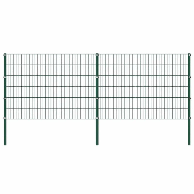 hegnspanel med stolper jern 349x120 cm grøn