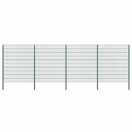 hegnspanel med stolper jern 694,5x200 cm grøn