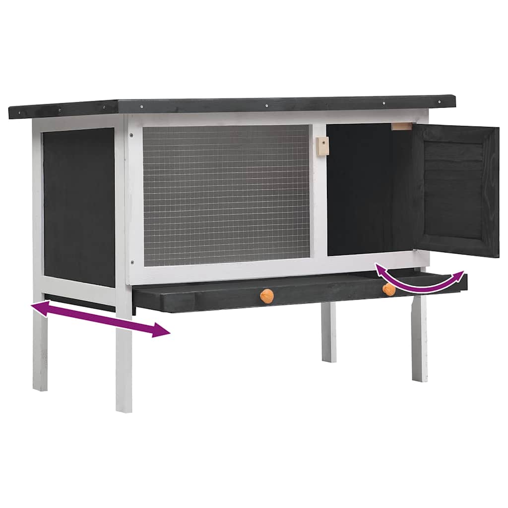 udendørs kaninbur 1 niveau træ grå