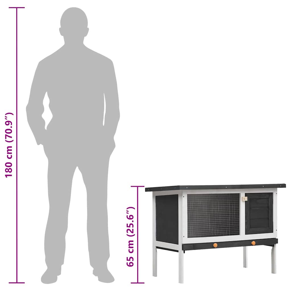 udendørs kaninbur 1 niveau træ grå