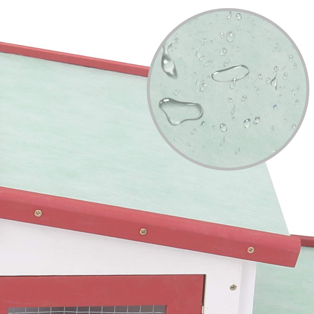 stort udendørsbur til kæledyr 201x45x85 cm træ rød hvid